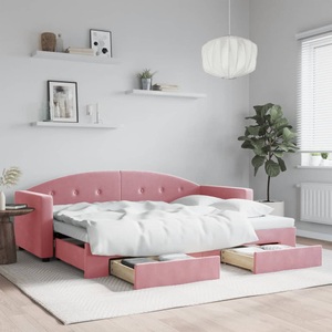 vidaXL, vidaXL Tagesbett Ausziehbar mit Schubladen Rosa 80x200 cm Samt