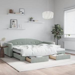 vidaXL, vidaXL Tagesbett Ausziehbar mit Schubladen Hellgrau 90x200 cm Samt