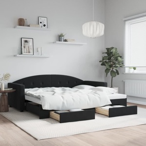 vidaXL, vidaXL Tagesbett Ausziehbar mit Schubladen Schwarz 90x200 cm Samt