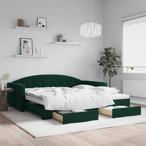 vidaXL, vidaXL Tagesbett Ausziehbar mit Schubladen Dunkelgrün 100x200 cm Samt