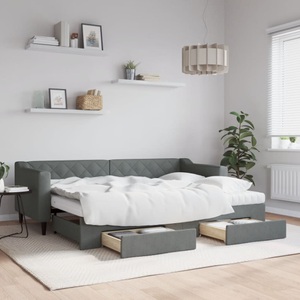 vidaXL, vidaXL Tagesbett Ausziehbar mit Schubladen Dunkelgrau 80x200 cm Stoff