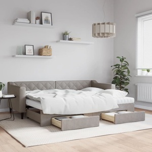 vidaXL, vidaXL Tagesbett Ausziehbar mit Schubladen Taupe 80x200 cm Stoff