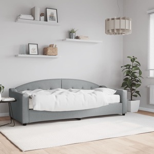 vidaXL, vidaXL Tagesbett mit Matratze Hellgrau 80x200 cm Stoff, vidaXL Tagesbett mit Matratze Hellgrau 80x200 cm Stoff