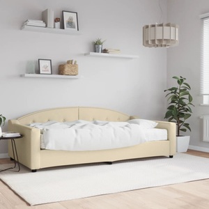 vidaXL, vidaXL Tagesbett mit Matratze Creme 100x200 cm Stoff, vidaXL Tagesbett mit Matratze Creme 100x200 cm Stoff