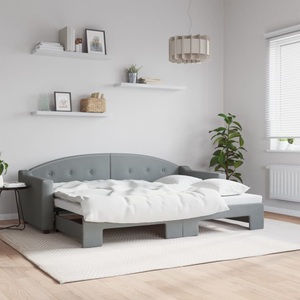 vidaXL, vidaXL Tagesbett Ausziehbar Hellgrau 80x200 cm Stoff