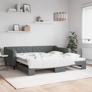vidaXL, vidaXL Tagesbett Ausziehbar Dunkelgrau 100x200 cm Stoff