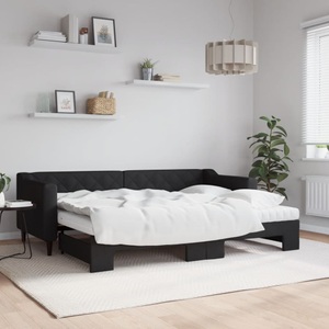 vidaXL, vidaXL Tagesbett Ausziehbar mit Matratzen Schwarz 80x200 cm Stoff