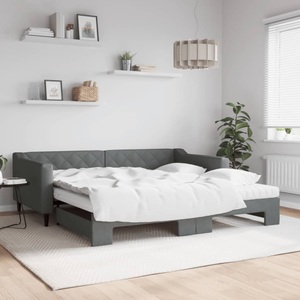vidaXL, vidaXL Tagesbett Ausziehbar mit Matratzen Dunkelgrau 100x200 cm Stoff