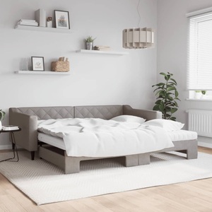 vidaXL, vidaXL Tagesbett Ausziehbar mit Matratzen Taupe 100x200 cm Stoff