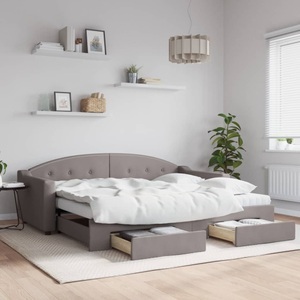 vidaXL, vidaXL Tagesbett Ausziehbar mit Schubladen Taupe 90x200 cm Stoff