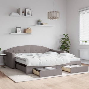 vidaXL, vidaXL Tagesbett Ausziehbar mit Schubladen Taupe 100x200 cm Stoff