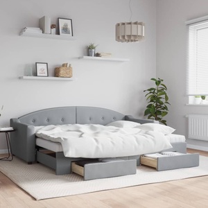 vidaXL, vidaXL Tagesbett Ausziehbar mit Schubladen Hellgrau 80x200 cm Stoff