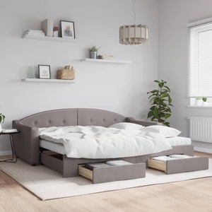 vidaXL, vidaXL Tagesbett Ausziehbar mit Schubladen Taupe 90x200 cm Stoff