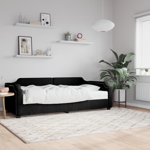 vidaXL, vidaXL Tagesbett mit Matratze Schwarz 90x200 cm Stoff