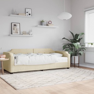 vidaXL, vidaXL Tagesbett mit Matratze Creme 90x200 cm Stoff