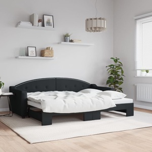 vidaXL, vidaXL Tagesbett Ausziehbar Schwarz 80x200 cm Stoff