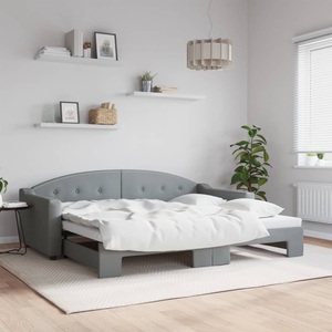 vidaXL, vidaXL Tagesbett Ausziehbar Hellgrau 90x200 cm Stoff