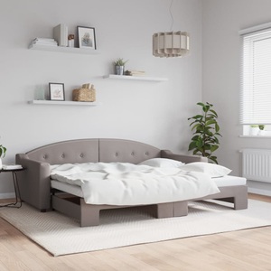vidaXL, vidaXL Tagesbett Ausziehbar Taupe 90x200 cm Stoff, vidaXL Tagesbett Ausziehbar Taupe 90x200 cm Stoff