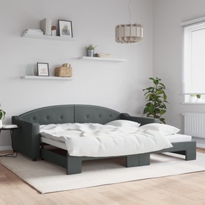 vidaXL, vidaXL Tagesbett Ausziehbar Dunkelgrau 100x200 cm Stoff