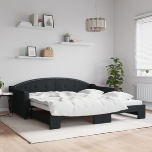 vidaXL, vidaXL Tagesbett Ausziehbar Schwarz 100x200 cm Stoff