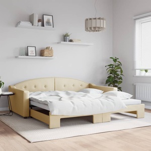 vidaXL, vidaXL Tagesbett Ausziehbar Creme 100x200 cm Stoff