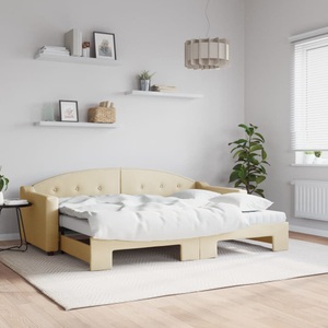 vidaXL, vidaXL Tagesbett Ausziehbar mit Matratzen Creme 80x200 cm Stoff