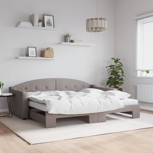 vidaXL, vidaXL Tagesbett Ausziehbar mit Matratzen Taupe 90x200 cm Stoff