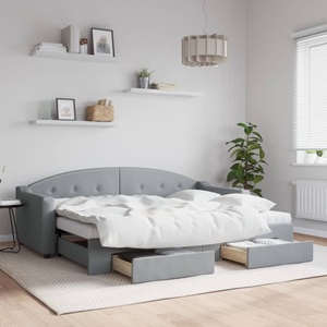 vidaXL, vidaXL Tagesbett Ausziehbar mit Schubladen Hellgrau 80x200 cm Stoff