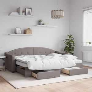 vidaXL, vidaXL Tagesbett Ausziehbar mit Schubladen Taupe 80x200 cm Stoff