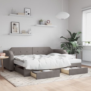 vidaXL, vidaXL Tagesbett Ausziehbar mit Schubladen Taupe 100x200 cm Stoff