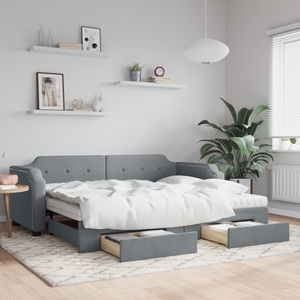 vidaXL, vidaXL Tagesbett Ausziehbar mit Schubladen Hellgrau 80x200 cm Stoff
