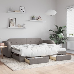 vidaXL, vidaXL Tagesbett Ausziehbar mit Schubladen Taupe 80x200 cm Stoff
