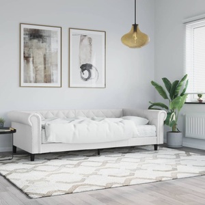 vidaXL, vidaXL Tagesbett mit Matratze Weiß 90x200 cm Kunstleder, 