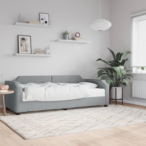 vidaXL, vidaXL Tagesbett mit Matratze Hellgrau 90x190 cm Stoff