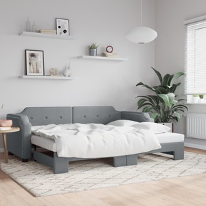 vidaXL, vidaXL Tagesbett Ausziehbar Hellgrau 80x200 cm Stoff