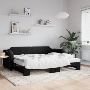 vidaXL, vidaXL Tagesbett Ausziehbar Schwarz 80x200 cm Stoff