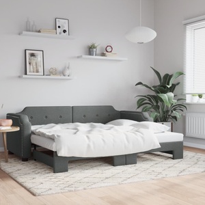 vidaXL, vidaXL Tagesbett Ausziehbar Dunkelgrau 90x200 cm Stoff
