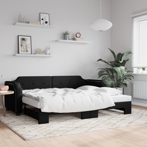 vidaXL, vidaXL Tagesbett Ausziehbar Schwarz 90x200 cm Stoff