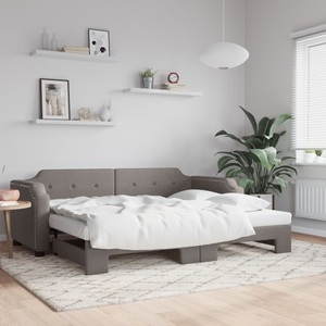 vidaXL, vidaXL Tagesbett Ausziehbar Taupe 100x200 cm Stoff, vidaXL Tagesbett Ausziehbar Taupe 100x200 cm Stoff