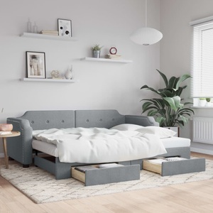 vidaXL, vidaXL Tagesbett Ausziehbar mit Schubladen Hellgrau 80x200 cm Stoff