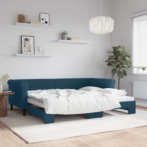 vidaXL, vidaXL Tagesbett Ausziehbar Blau 90x200 cm Samt