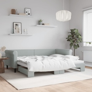 vidaXL, vidaXL Tagesbett Ausziehbar Hellgrau 90x200 cm Samt
