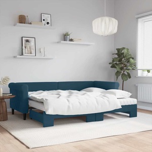 vidaXL, vidaXL Tagesbett Ausziehbar mit Matratzen Blau 80x200 cm Samt