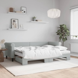 vidaXL, vidaXL Tagesbett Ausziehbar mit Matratzen Hellgrau 80x200 cm Samt