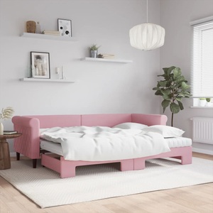 vidaXL, vidaXL Tagesbett Ausziehbar mit Matratzen Rosa 80x200 cm Samt