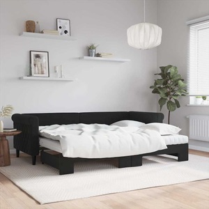 vidaXL, vidaXL Tagesbett Ausziehbar mit Matratzen Schwarz 80x200 cm Samt