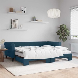 vidaXL, vidaXL Tagesbett Ausziehbar mit Matratzen Blau 90x200 cm Samt