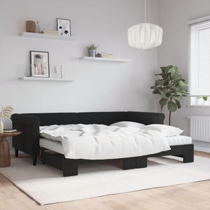 vidaXL, vidaXL Tagesbett Ausziehbar mit Matratzen Schwarz 90x200 cm Samt