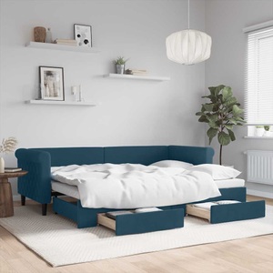 vidaXL, vidaXL Tagesbett Ausziehbar mit Schubladen Blau 80x200 cm Samt