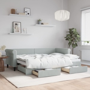 vidaXL, vidaXL Tagesbett Ausziehbar mit Schubladen Hellgrau 80x200 cm Samt